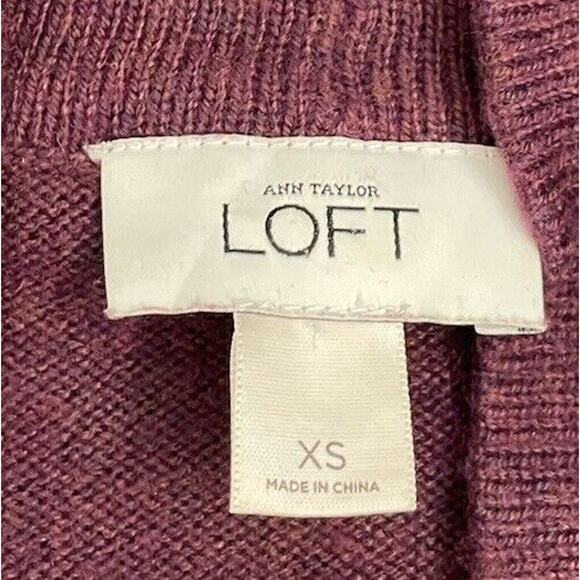 Loft Purple Barrel Open Cardigan Size XS Rabbit Hair Blend 3/4 Length Sleeve - Picture 3 of 4